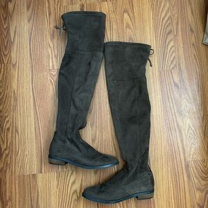 Taupe suede knee high boots